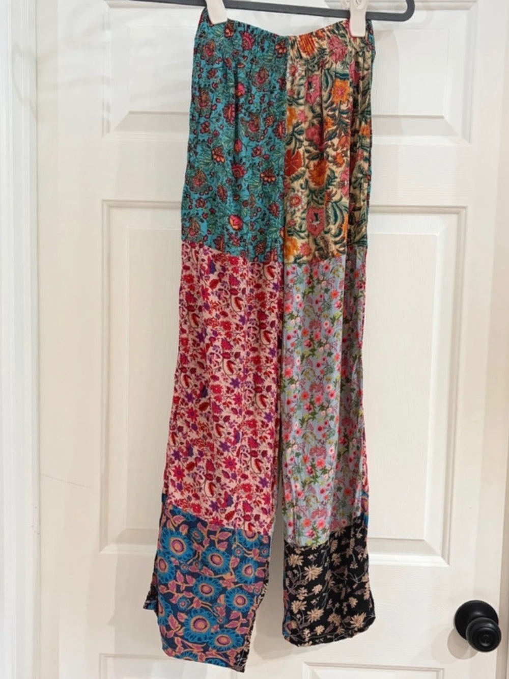 NATURAL LIFE Multicolor Patchwork Floral Wide-Leg Pants